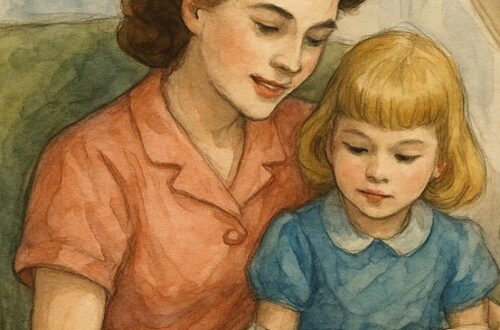 A young au pair, reading a book to a young girl who is sitting in her lap.